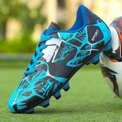 Chaussures de football pour jeunes enfants AG, crampons pour terrain ferme, lacets, antidérapantes, pour garçons et filles, chaussures de football pour adolescents, chaussures d'entraînement professionnelles.