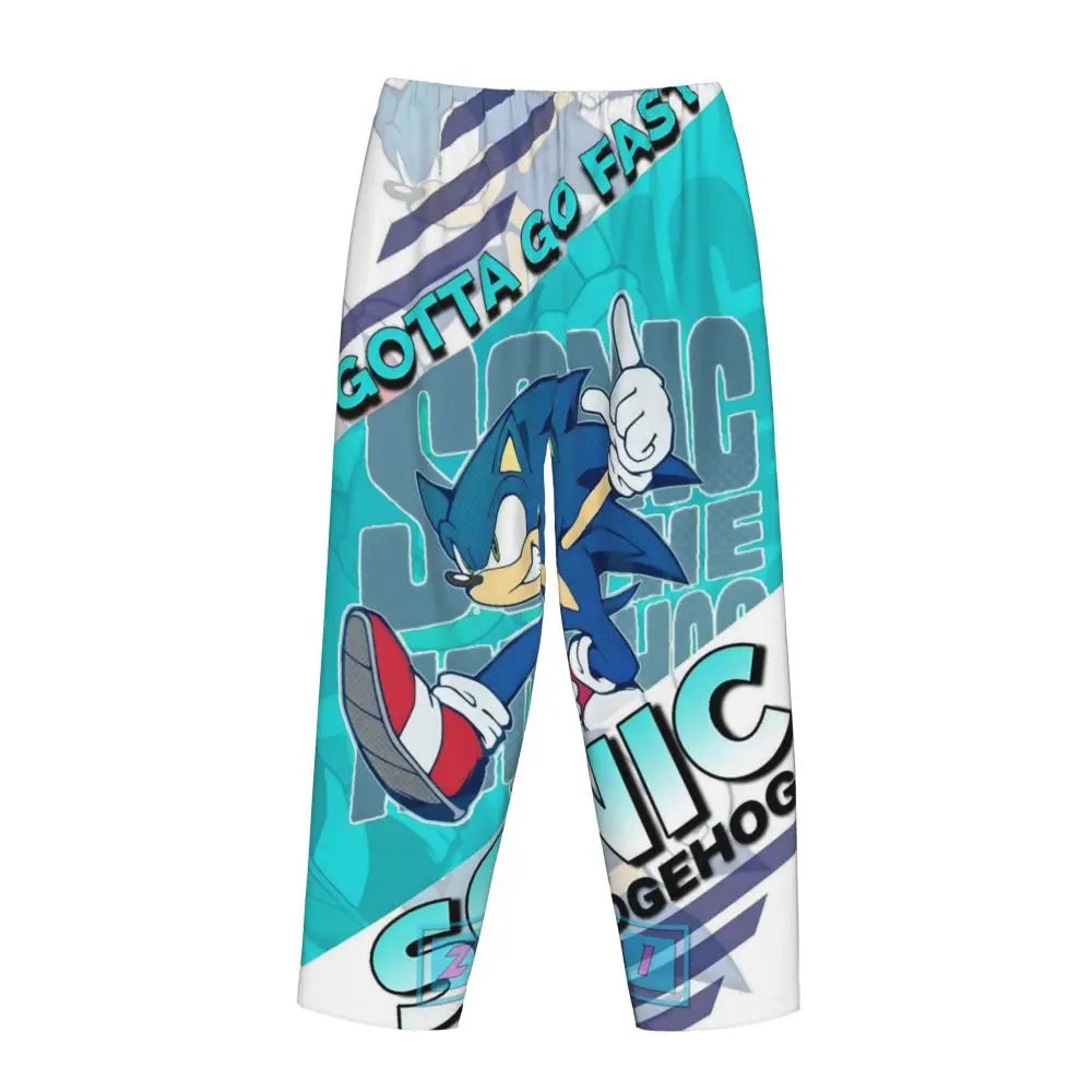 Custom Women Soniced Pajama Pants Printed Hedgehog Game Sleep Sleepwear Bottoms with Pockets