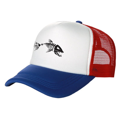 Fishbone Trucker Cap Men Fishing Skeleton Fish Bone Baseball Caps Unisex Mesh Net Hats MZ-496