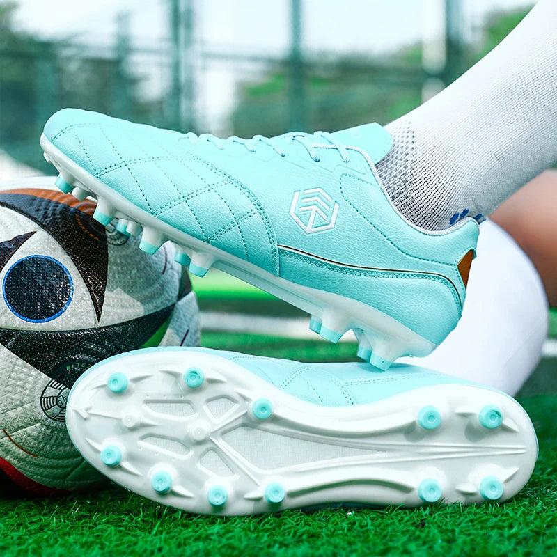 Men Long Spike Football Soccer Boots Outdoor Male Gym Training Sneakers Big Size Black White for Teenager Sports