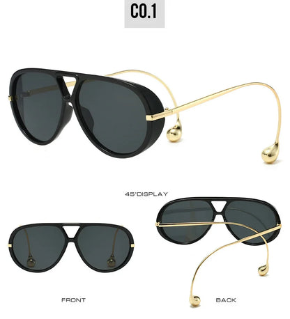 Vintage Oversized Pilot Sunglasses Unisex Double Bridge UV400 Protection Fashionable Punk Style Female Shades Popular Eyewear