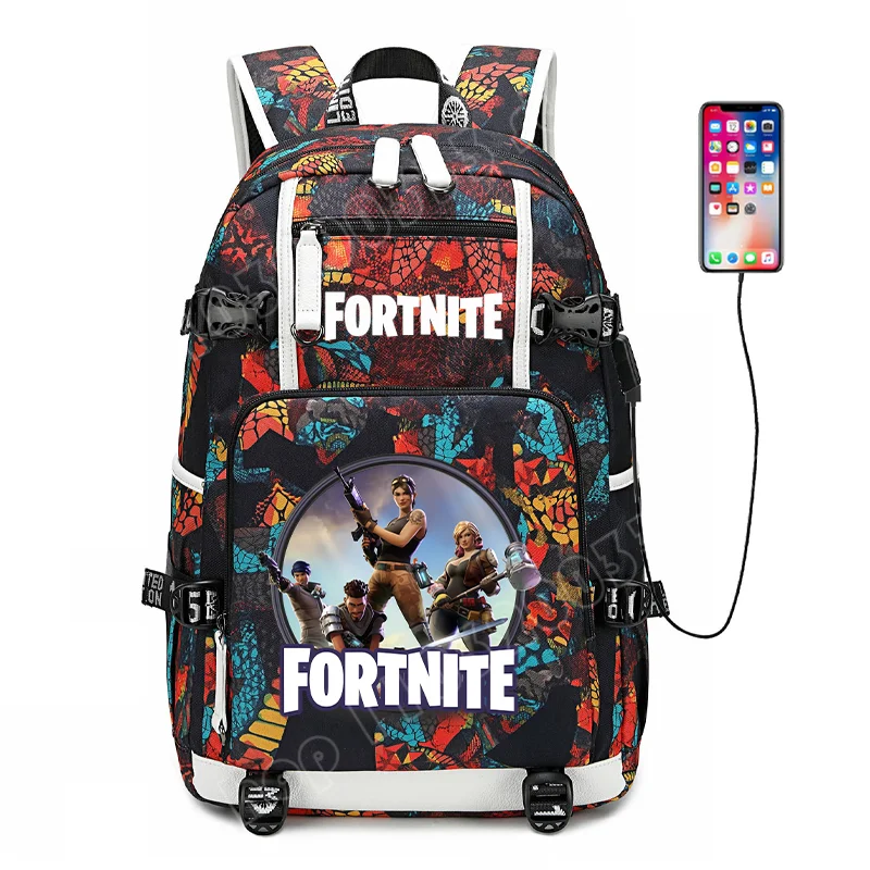 Mochila escolar Fortnite con estampado del juego para estudiantes, niños y niñas, gran capacidad, impermeable, ligera y resistente, regalo de cumpleaños
