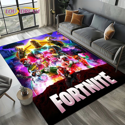 2025 Games 3D F-Fortnite анимационен килим за хол, спалня и декорация до дивана у дома, детски килим за игра, неплъзгаща се постелка за под