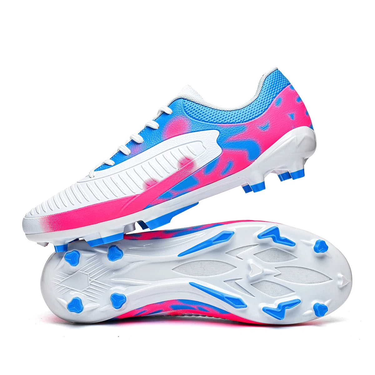 Chaussures de football pour terrain ferme AG FG pour hommes, en PU léger, avec crampons renforcés, pour entraînements de football en plein air pour adultes