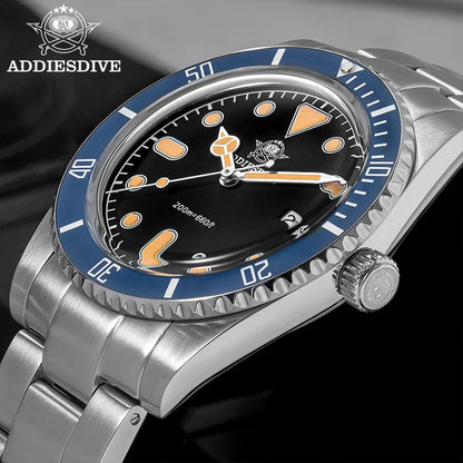 ADDIESDIVE Men's Gift Box Luxury Diver Watch Super Luminous Bubble Mirror Glass Quartz Watch 20Bar Ceramic Bezel Steel Watch