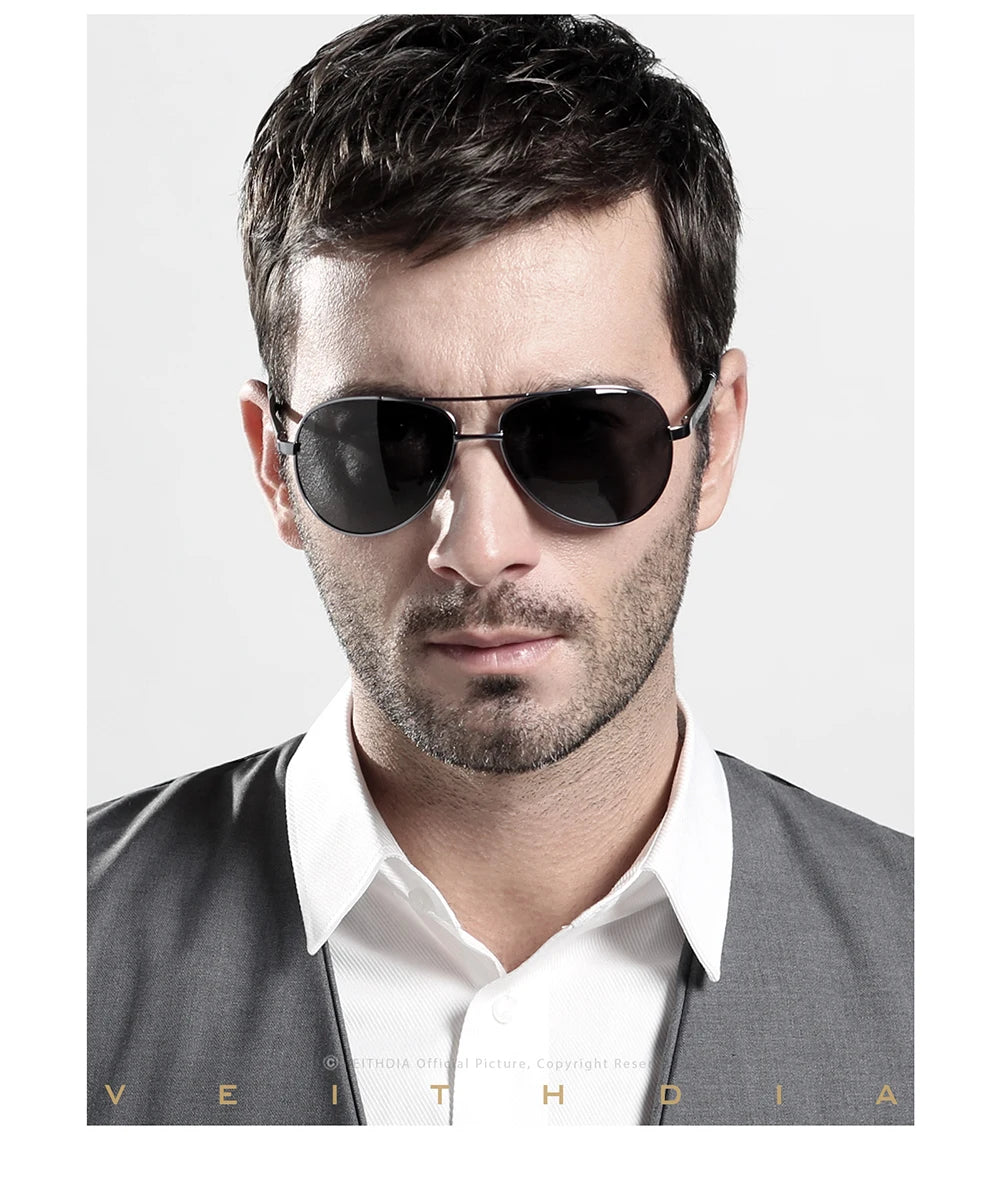 VEITHDIA Men's Polarized UV400 Sunglasses Vintage Designer Goggle Classic Fashion Outdoor Driving Sun Glasses For Male VT1306