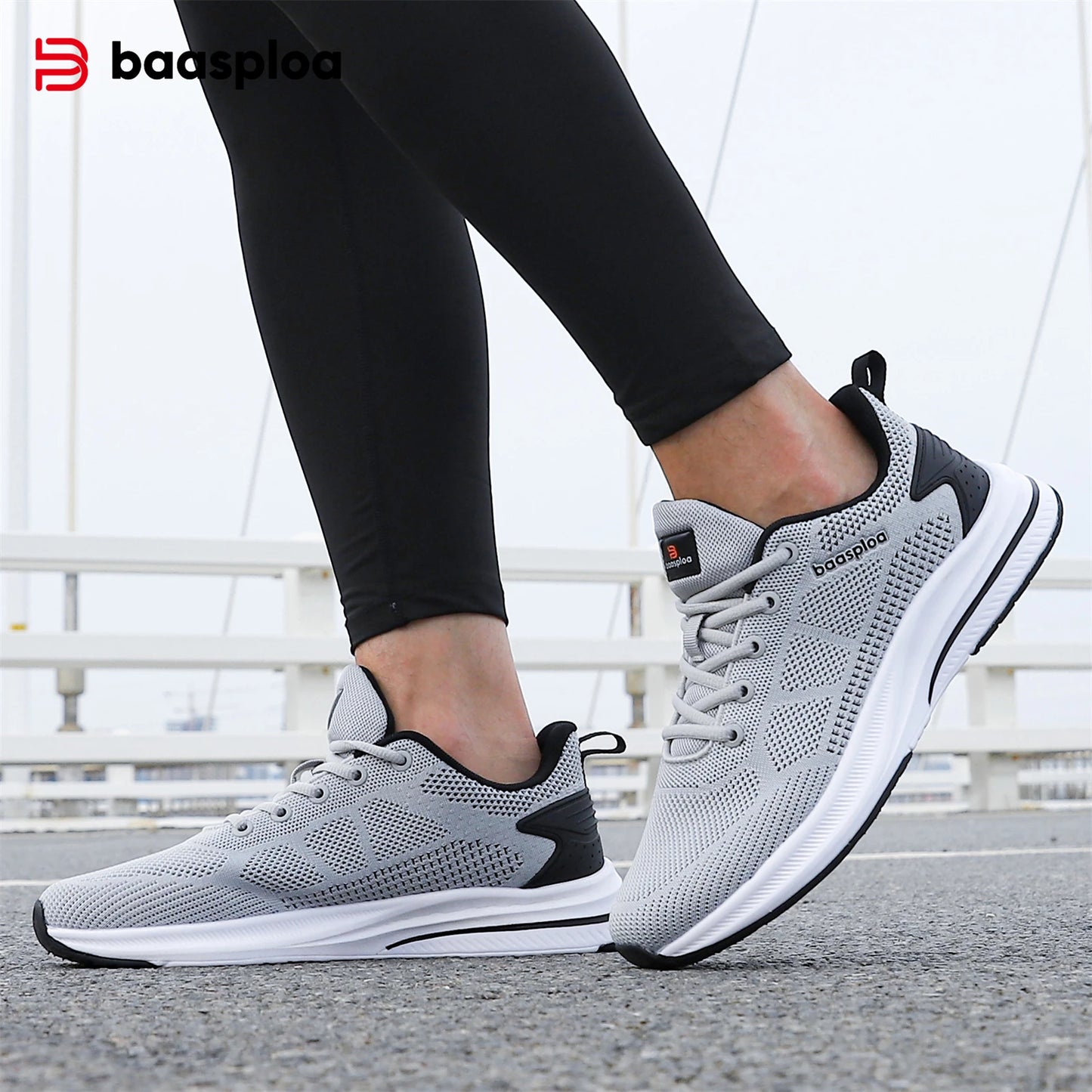 Baasploa Men Running Shoes Brand Male Designer Mesh Casual Sneakers Lightweight Lace-Up New Male Outdoor Sports Tennis Shoe