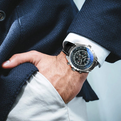 Jaragar Automatic Watch for Men Military Multifunction 3 Sub-Dials Sports Mechanical Watches Top Brand Luxury Leather Steel Band