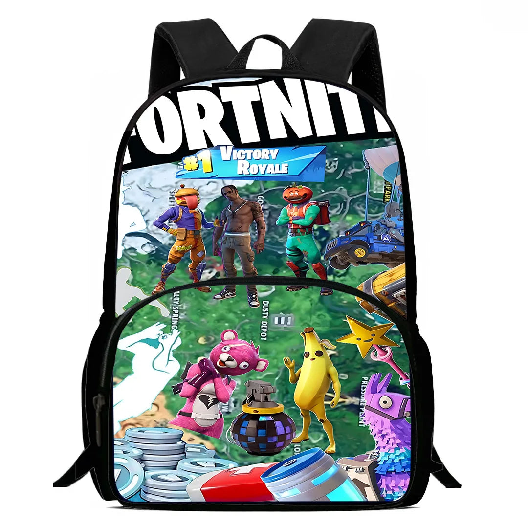 Zaini per bambini con design Hot Game, borsa pranzo e astuccio, borse scuola per alunni ad alta capacità, per bambino e bambina, regalo ideale F-FortniteS