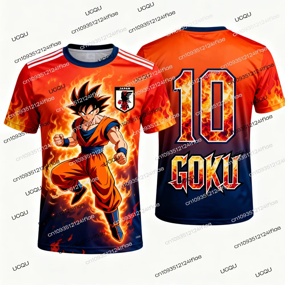 Лятна нова мъжка тениска с 3D печат „Dragon Ball Goku“ за възрастни, детска аниме тениска, специална футболна фланелка № 10
