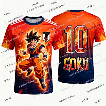 Лятна нова мъжка тениска с 3D печат „Dragon Ball Goku“ за възрастни, детска аниме тениска, специална футболна фланелка № 10