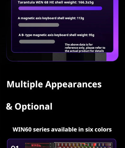 Teclado mecánico personalizado AULA WIN60 HE con conexión por cable, eje magnético RT, para e-sports y juegos, tasa de sondeo de 8K