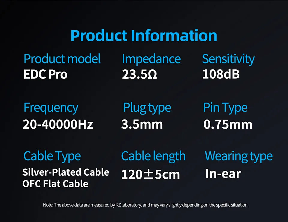 KZ EDC Pro Wire Earphone Large Dynamic Drivers Monitor Bass In-ear Headphone Cancelling Headset with Detachable Audio Cable