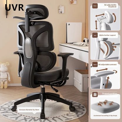 UVR Gaming Computer Chair Lift Adjustable Boss Backrest Stool Ergonomic Design Armchair Sponge Cushion Mesh Office Chair