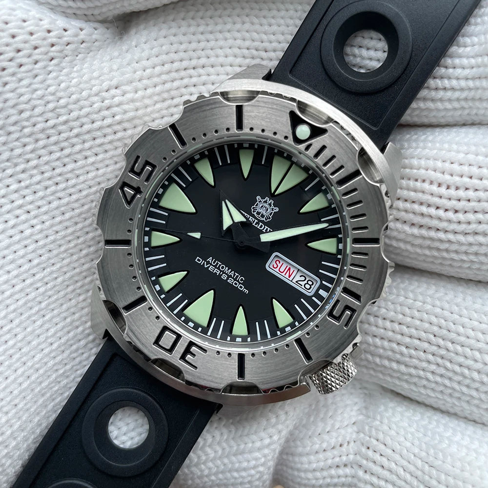 STEELDIVE SD1984 Monster Steel Strap Mechanical Watch NH36 Movt Sapphire Crystal 200M Waterproof Swiss Super Luminous Wristwatch