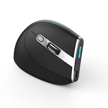 ZELOTES F36 Vertical Wireless Mouse Bluetooth Ergonomic Mice Rechargeable Programmable Gaming Mouse 2.4G 2400DPI for Laptop PC