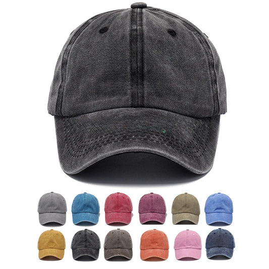 Baseball Cap Washed Denim Men Women Snapback Hat Vintage Hip Hop Caps Solid Color Hat Bone Casquette Outdoor Casual Sport
