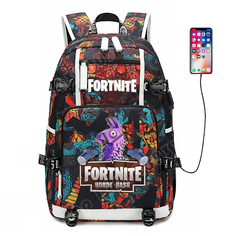 Mochila escolar Fortnite con estampado del juego para estudiantes, niños y niñas, gran capacidad, impermeable, ligera y resistente, regalo de cumpleaños