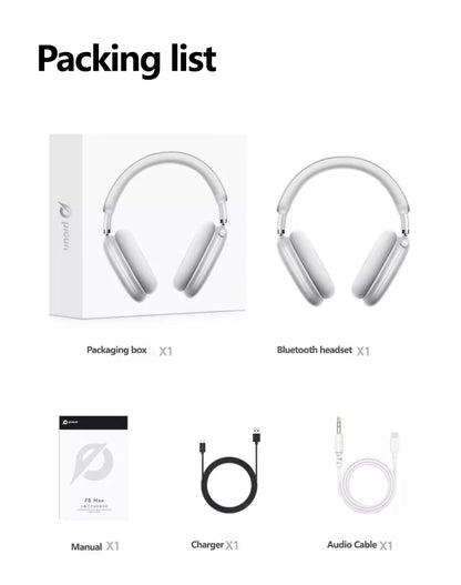 Cuffie wireless Picun F8MAX ANC, cancellazione attiva del rumore ibrida 59dB, audio spaziale, auricolari Bluetooth 6.0, headset over-ear 180H