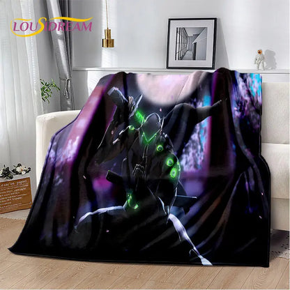 Меко плюшено одеяло Overwatch Game Gamer DVA Reaper, фланелено одеяло за хол, спалня, легло, диван, пикник, дете, 3D