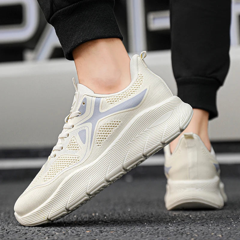 Fashion Platform Men's Running Shoes Trendy Casual Knit Breathable Orange Sneakers Men Outdoor Sports Non-Slip Jogging Shoes Men