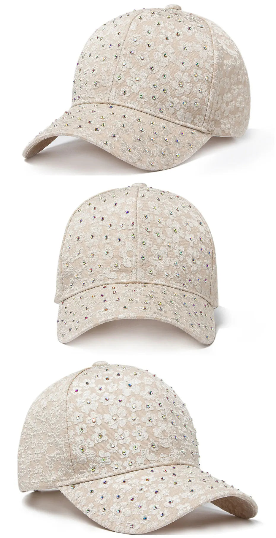 CNTANG Summer Women Rhinestone Baseball Cap Flower Embroidery Hats Female Snapback Fashion Designer Sun Hat Hip Hop Y2k Caps