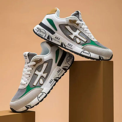 Baskets rétro de marque de luxe pour hommes et femmes, chaussures en maille respirante et en daim, semelle imprimée tendance, à lacets, baskets décontractées pour tous les jours