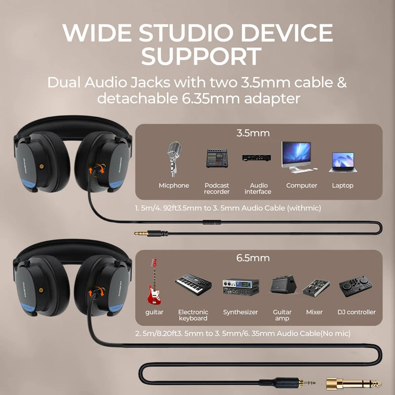 Casque studio NUBWO HD01, casque filaire haute résolution, casque circum-auriculaire léger, casque fermé pour DJ, pour piano, guitare, ampli, enregistrement
