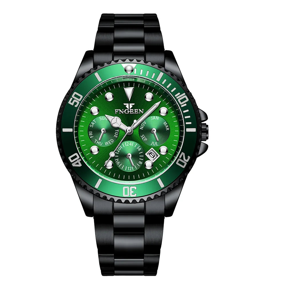 Montre à quartz de luxe pour homme BINBOND, précise, avec date automatique, lumineuse, étanche, idéale pour le sport, les affaires et les loisirs. Résistante et durable.