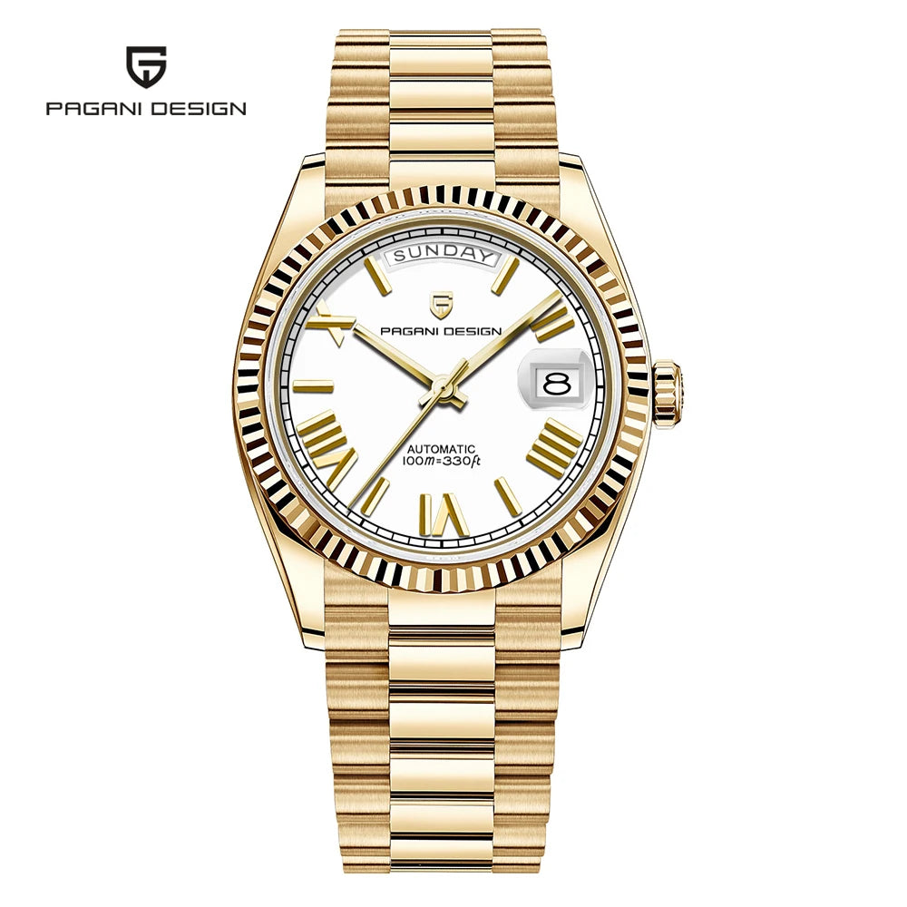 Montre PAGANI DESIGN DD40 pour homme – Modèle en or rose, montre-bracelet mécanique de luxe, mouvement automatique, verre saphir avec traitement antireflet, étanche