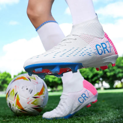 Chaussures de football professionnelles pour hommes/femmes, antidérapantes, à crampons FG, respirantes, chaussures d'entraînement à tige haute