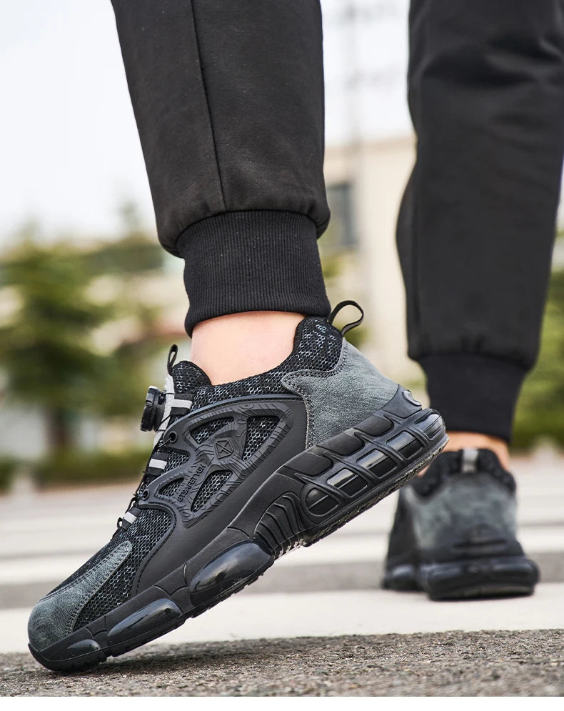 Size 47 48 Work Safety Shoes Men Reflective Design Steel Toe Shoes Rotation Button Work Sneakers Protective Safety Boots