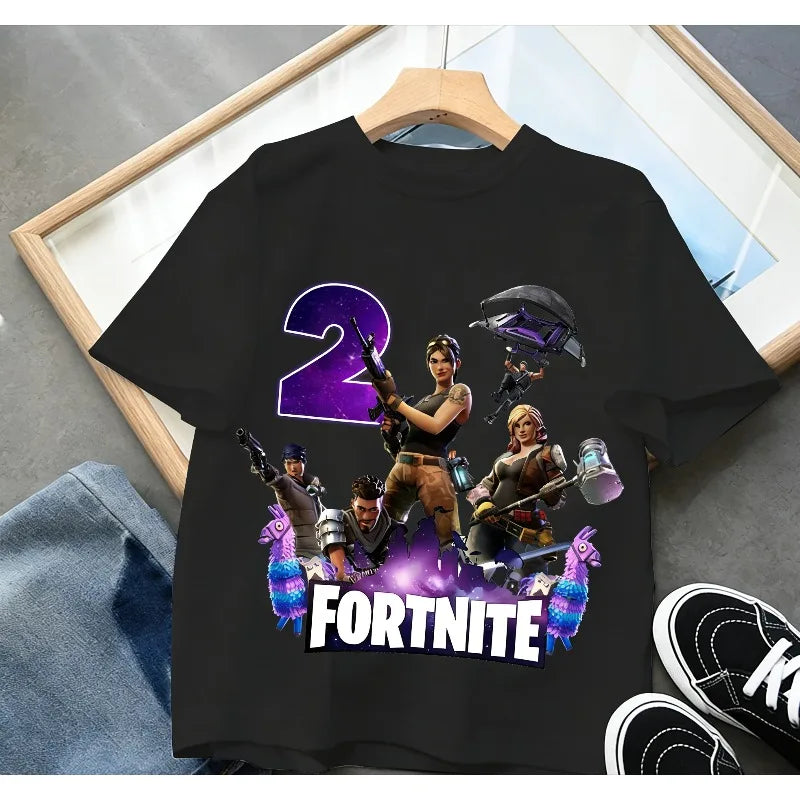 Fortnites dječje majice s brojem za rođendane za djevojčice i dječake, ljetna odjeća, pamučne majice za bebe, kratke majice za zabave, kratkih rukava, poklon za malu djecu