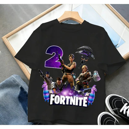 Fortnites dječje majice s brojem za rođendane za djevojčice i dječake, ljetna odjeća, pamučne majice za bebe, kratke majice za zabave, kratkih rukava, poklon za malu djecu