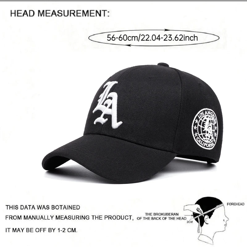 Gorra de béisbol de moda para mujer con bordado «LA Letter Side Earth»; gorra informal; gorra deportiva para hombre para actividades al aire libre; gorra para protegerse del sol; gorra de hip hop