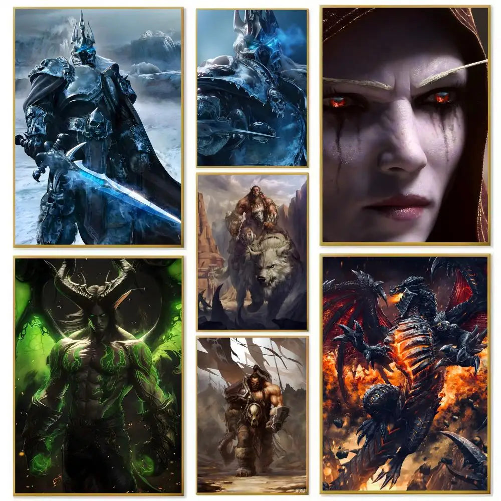 ANIME W-World Of W-Warcraft Wow Poster Paper Print Home Living Room Bedroom Entrance Bar Cafe Art Painting Decoration