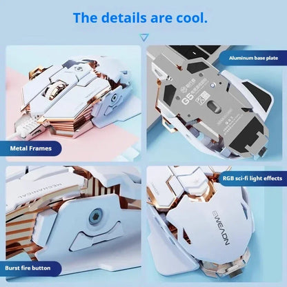 G5 Mechanical E-sports Wired Mouse, RGB 9 Button Macro Programming Gaming Mute Mouse, 12800 DPI for Desktop Computer Laptop