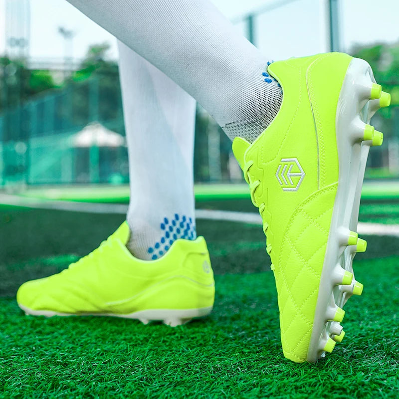 Men Long Spike Football Soccer Boots Outdoor Male Gym Training Sneakers Big Size Black White for Teenager Sports