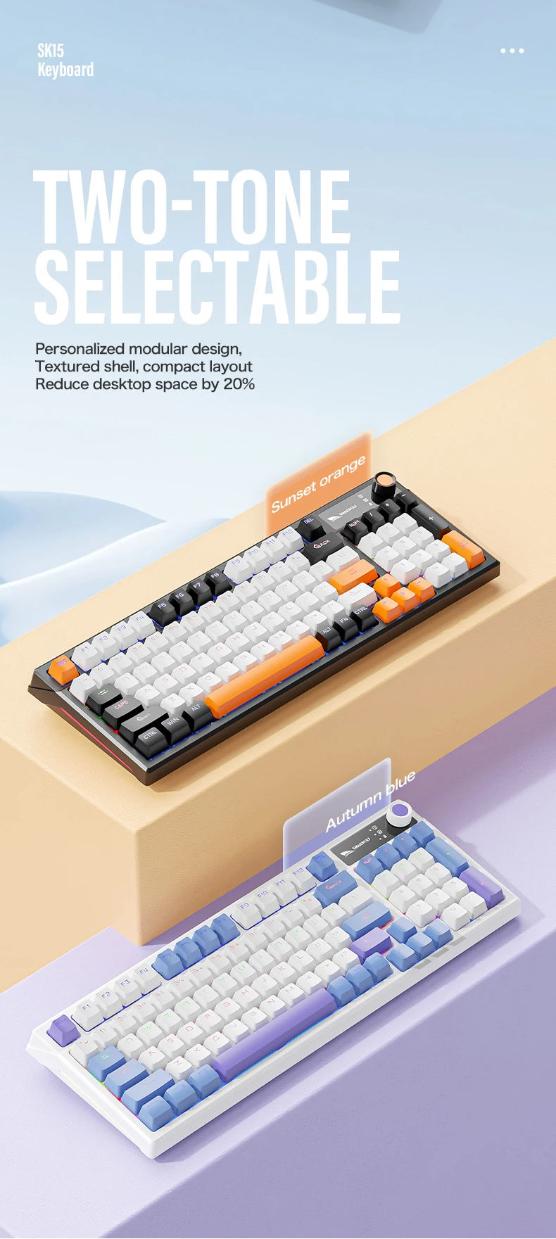 SMAILWOLF SK15 Laptop Gaming Wired Mechanical Keyboard Full Key Rollover Customized in Spanish