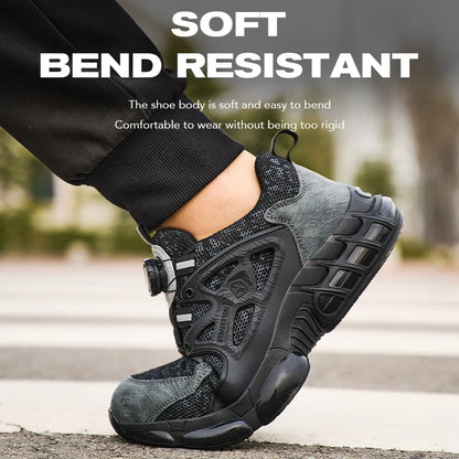 Size 47 48 Work Safety Shoes Men Reflective Design Steel Toe Shoes Rotation Button Work Sneakers Protective Safety Boots