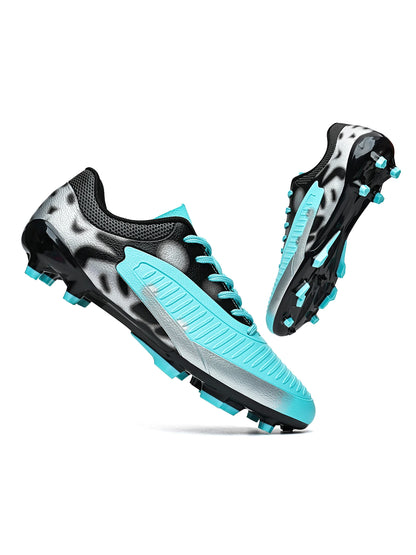 Chaussures de football pour hommes, modèle AG FG, tige en tricot ultra-léger, soutien stable de la voûte plantaire, idéales pour les entraînements prolongés sur terrain de gazon extérieur.