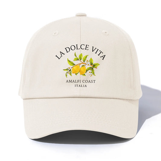 1pc LA DOLCE VITA Print  Baseball Cap for Adults,  Minimalist Retro Style Casual Soft Adjustable Dad Hat, Perfect As Gift