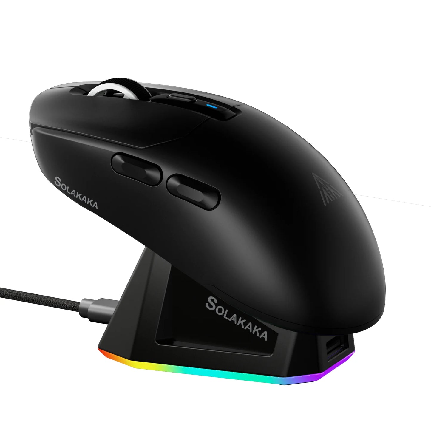 Mouse wireless tri-mode SOLAKAKA SM820 con dock di ricarica magnetico, RGB, PAW3311, 24000DPI, macro gaming, ultraleggero