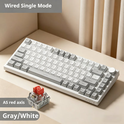 Teclado mecánico con cable AJAZZ AK820 75%: hot‑swappable, retroiluminación RGB/blanca/azul hielo, control con perilla de volumen | Para oficina y gaming