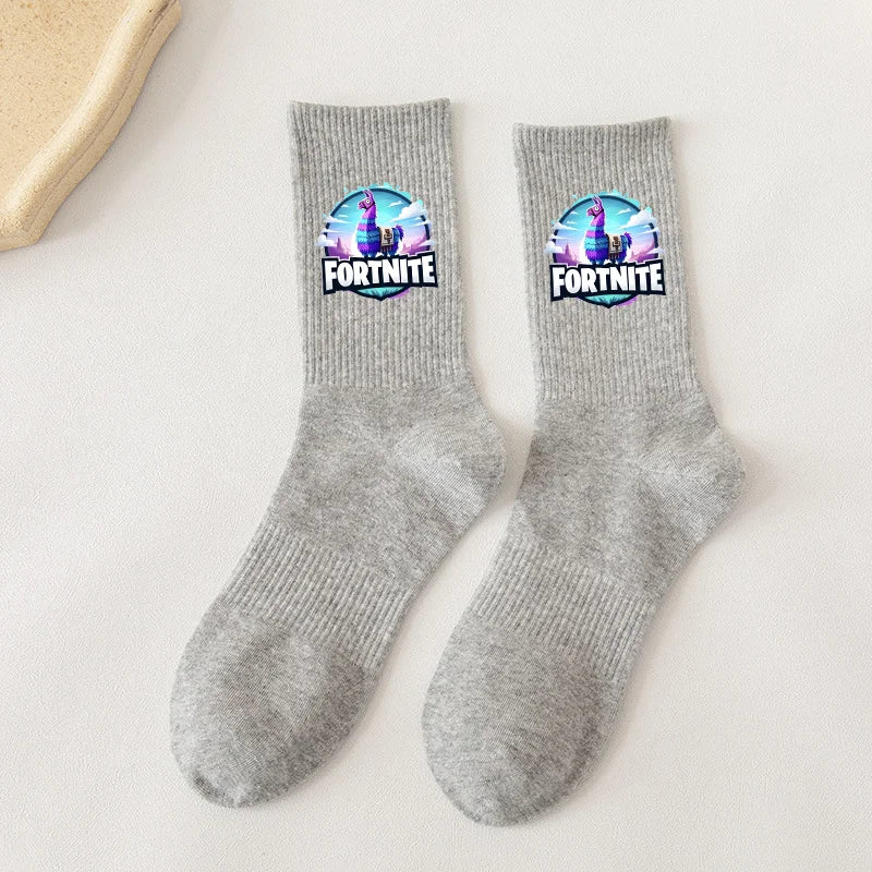 Fortnite Socks Cartoon Game Character Long Sock for Kids tudents in Spring and Autumn Solid Color Cotton Socks Birthday Gifts
