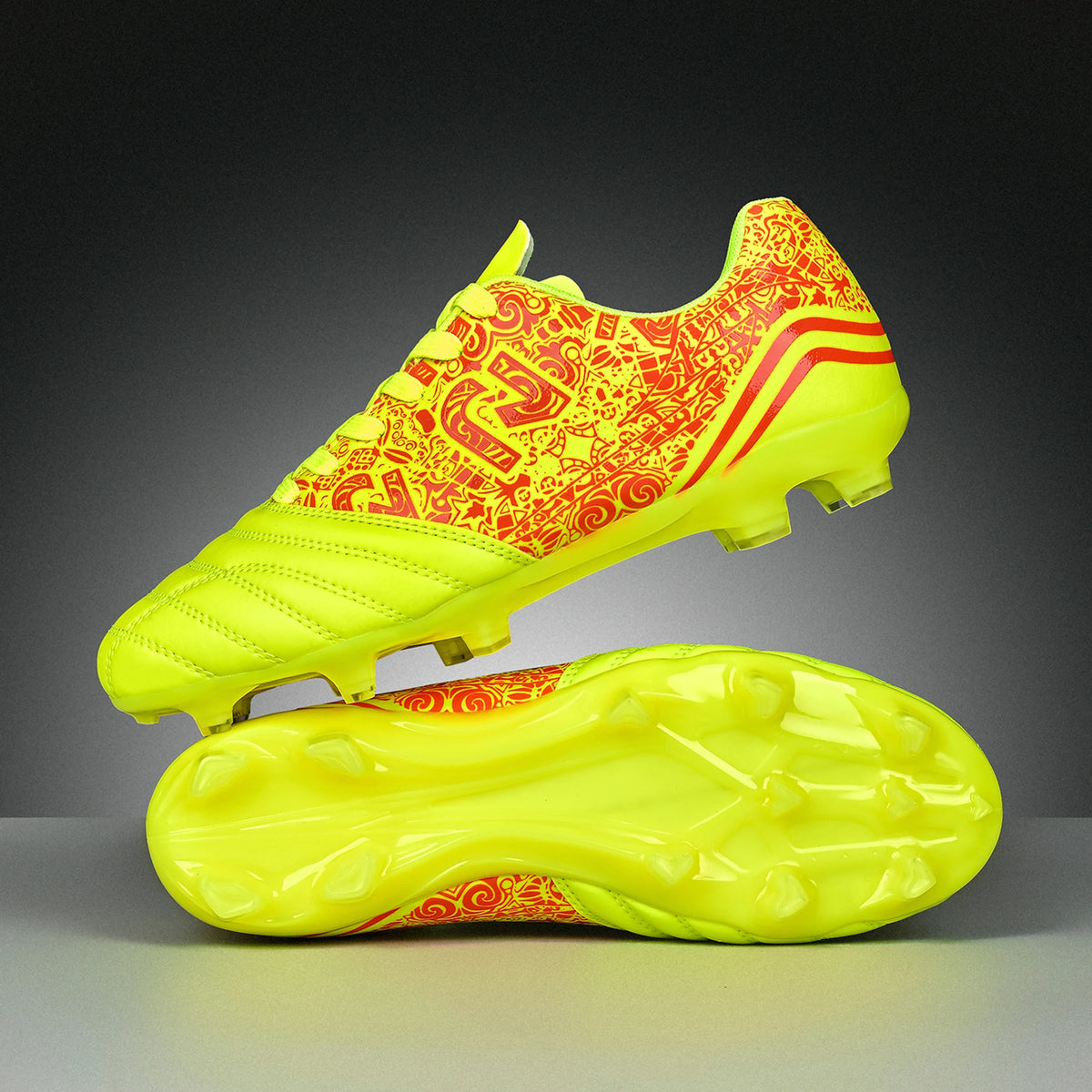 Chaussures de football AG FG pour hommes, tige en PU souple, structure de crampons renforcée, pour adultes, pour les matchs et entraînements de football en plein air sur pelouse.