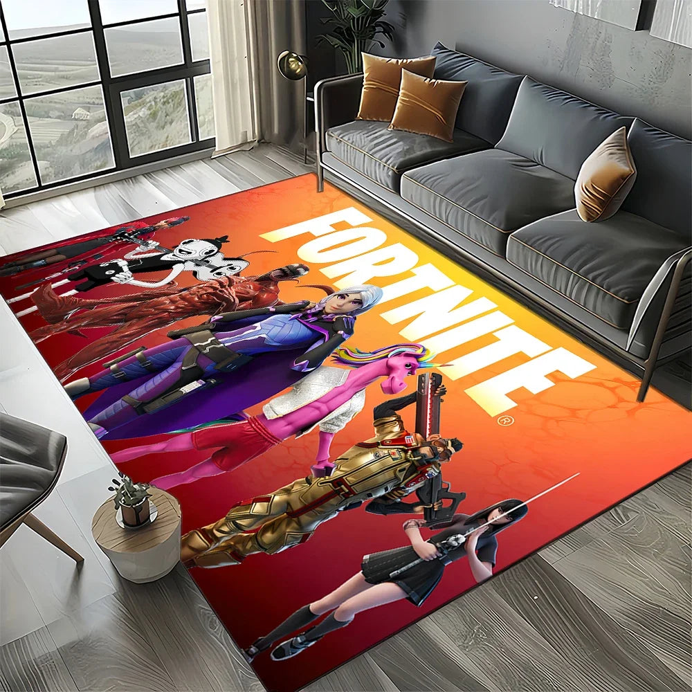 2025 Games 3D F-Fortnite анимационен килим за хол, спалня и декорация до дивана у дома, детски килим за игра, неплъзгаща се постелка за под