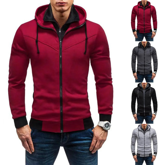 Autumn men's sportswear long sleeved jacket hooded sweatshirt zipper opening jacket men's hooded sweatshirt slim fit men's cloth