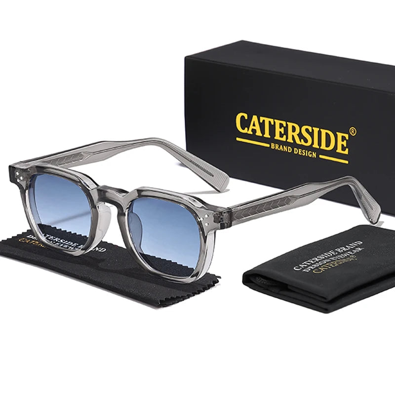 CATERSIDE Retro Punk Men Sunglasses Small Frame Square Personalized Design Sun Glasses Women Travel Party Business Festival Gift