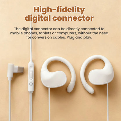 Écouteurs filaires supra-auriculaires 3,5 mm/Type C, écouteurs filaires à clipser, son surround Hi-Fi, basses puissantes, écouteurs sportifs pour jeux avec micro
